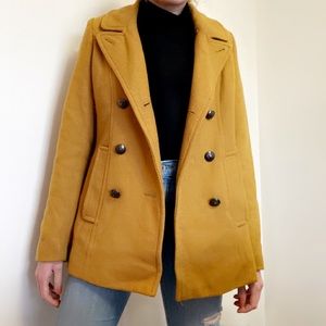 Mustard Yellow Wool Peacoat